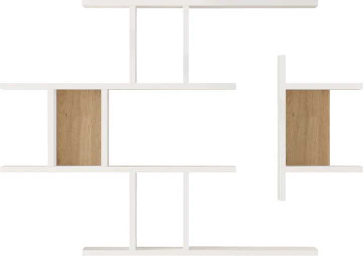 Raft muri Ledia, ngjyrë e bardhë me lis, 110.6x14.5x78cm