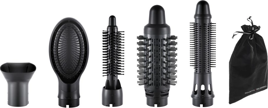 Furçë me ajër të nxehtë Rowenta CF634L, 800 W, 5 aksesorë, e zezë/kuqe