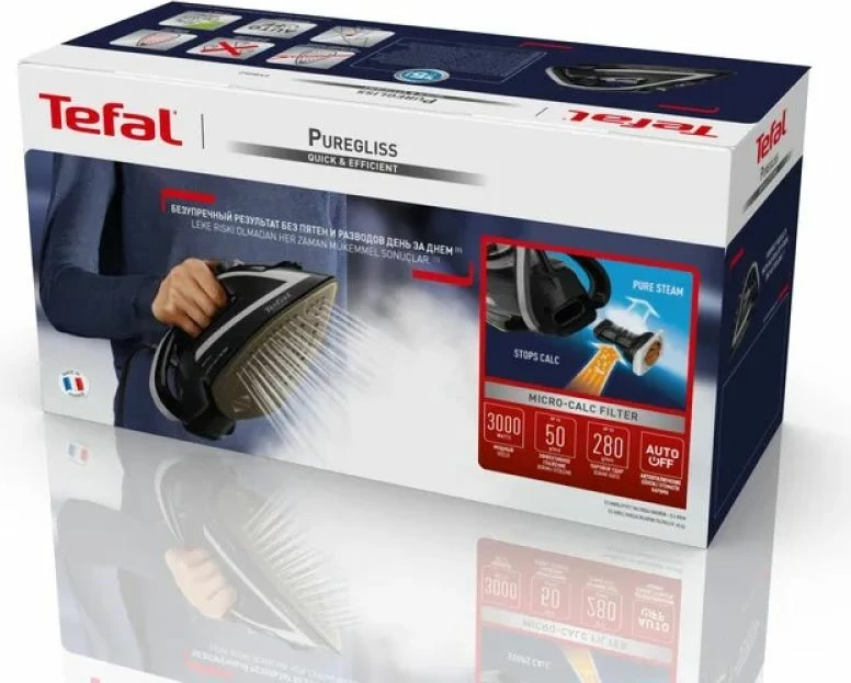 Hekur me avull Tefal Puregliss FV 8062, zi/gri