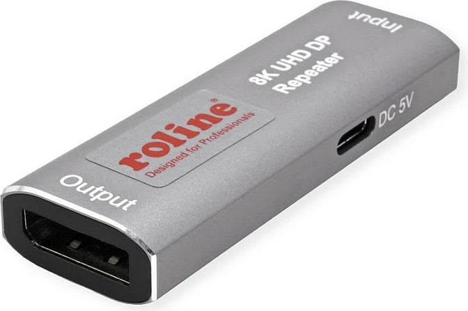 Përsëritës DisplayPort ROLINE 8K@60Hz, 10m, USB 5V, Gri
