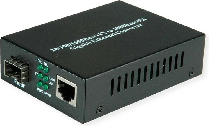 Konvertues rrjeti VALUE 21.99.1199, RJ-45 10/100/1000 në Fibër 100Base-FX LC, i zi