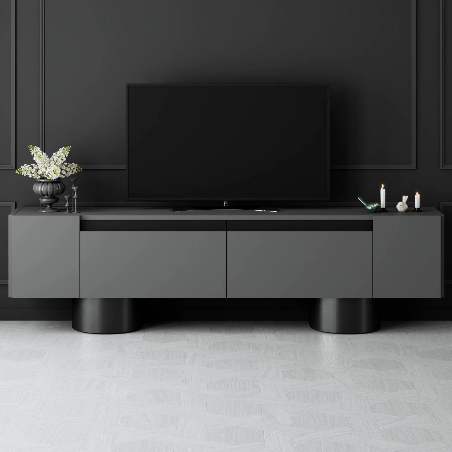 Komodë TV Hanah Home, bohem, antracit, e zezë