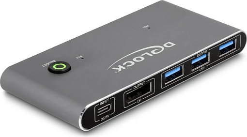 Switch KVM DeLOCK DisplayPort 8K 30Hz, USB 5Gbps, antracit