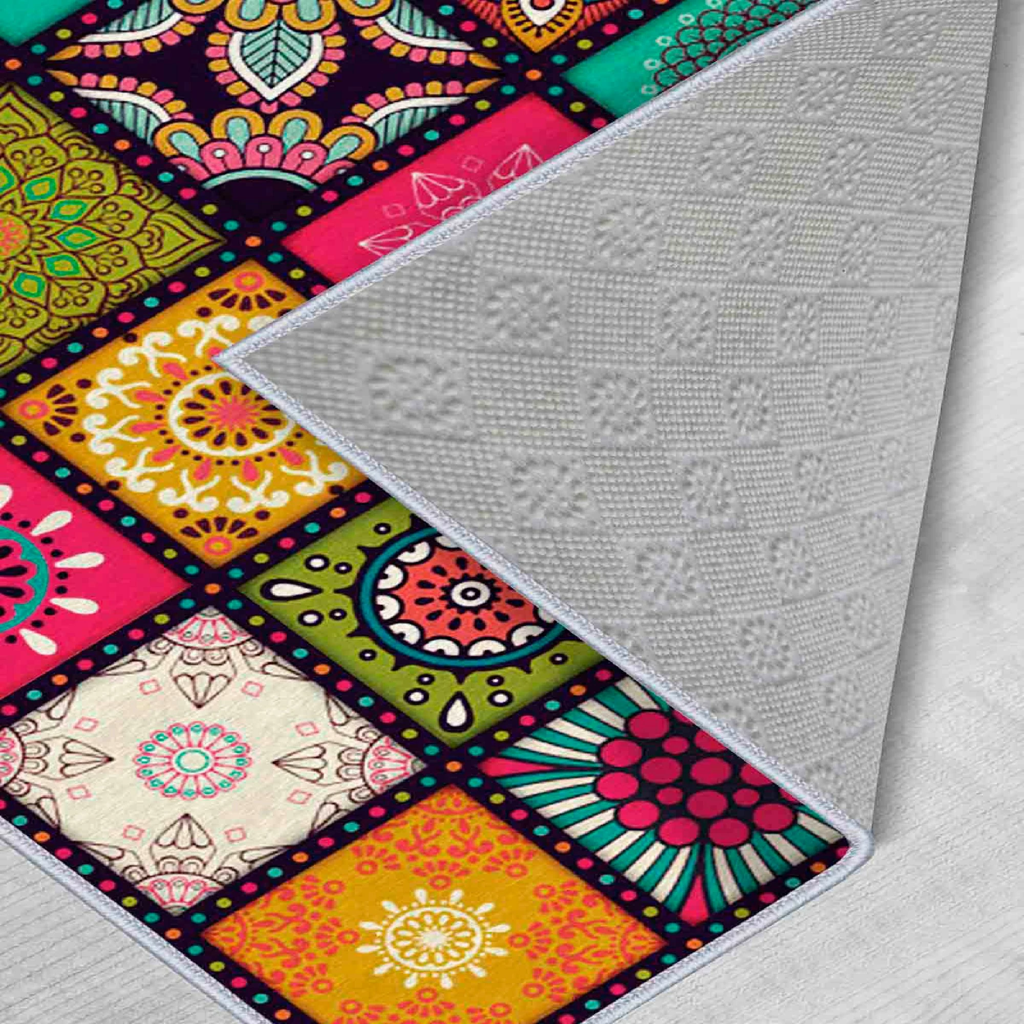 Qilim Conceptum Hypnose, 80x250cm, Wooylk0089, ngjyra të bardhë, portokalli, gjelbër, e verdhë, fuchsia