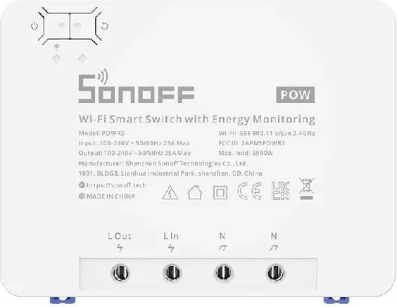 Ndërprerës i mençur WiFi Sonoff POWR3, matje e konsumit të energjisë, i bardhë