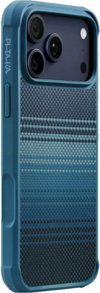 Mbështjellës Pitaka ProGuard për Apple iPhone 17 Pro, MagSafe, fiber aramid + TPU, blu