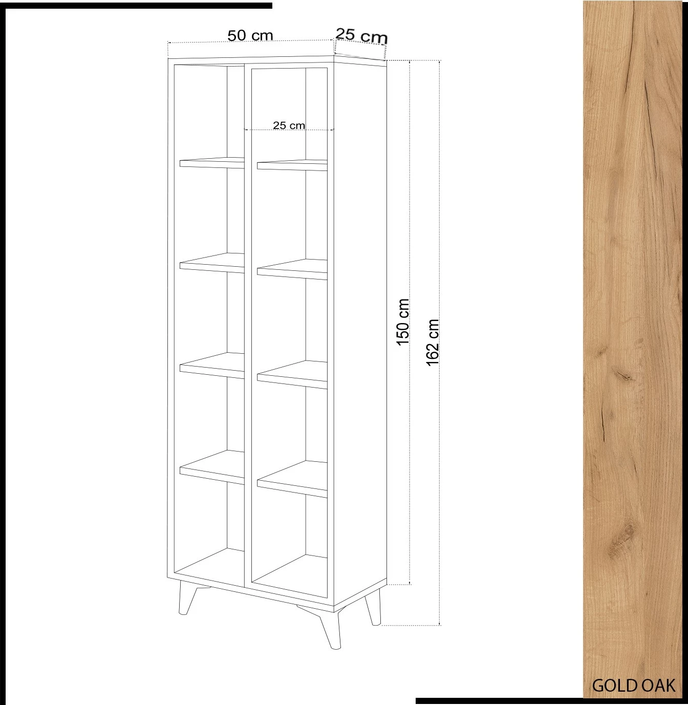 Raft librash Hanah Home, Enzamu, ngjyrë e bardhë, 50x162x25cm