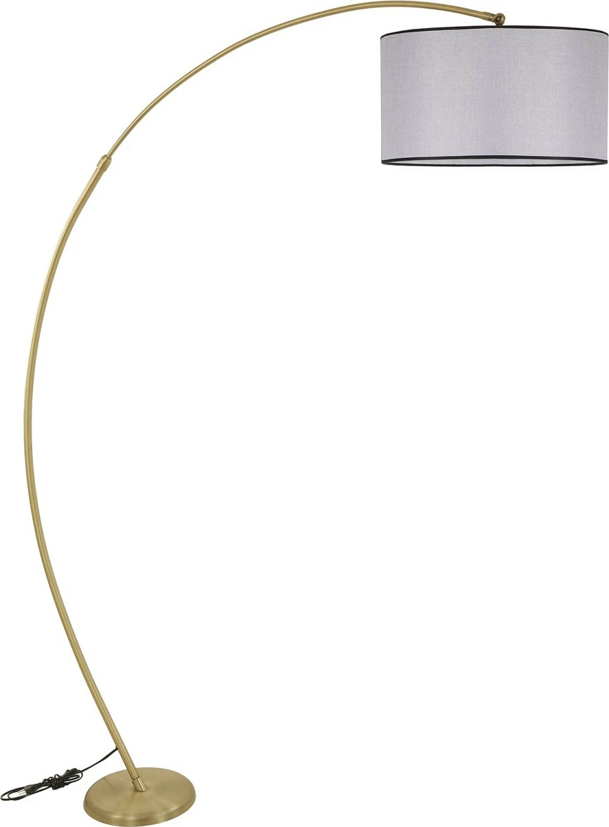 Llambë dyshemeje Opviq, trup metalik, abazhuri cilindrik, ngjyrë gri e çelët, lartësi e rregullueshme