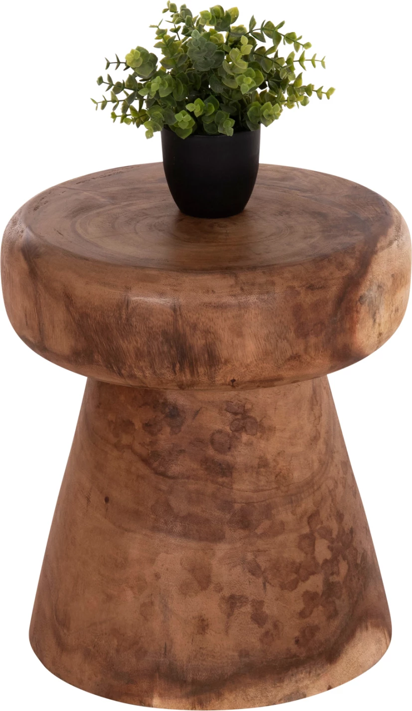 Tavolinë anësore e rrumbullakët CUPRE, dru suar i fortë, ngjyrë natyrale, FH9793.11, 40x45cm