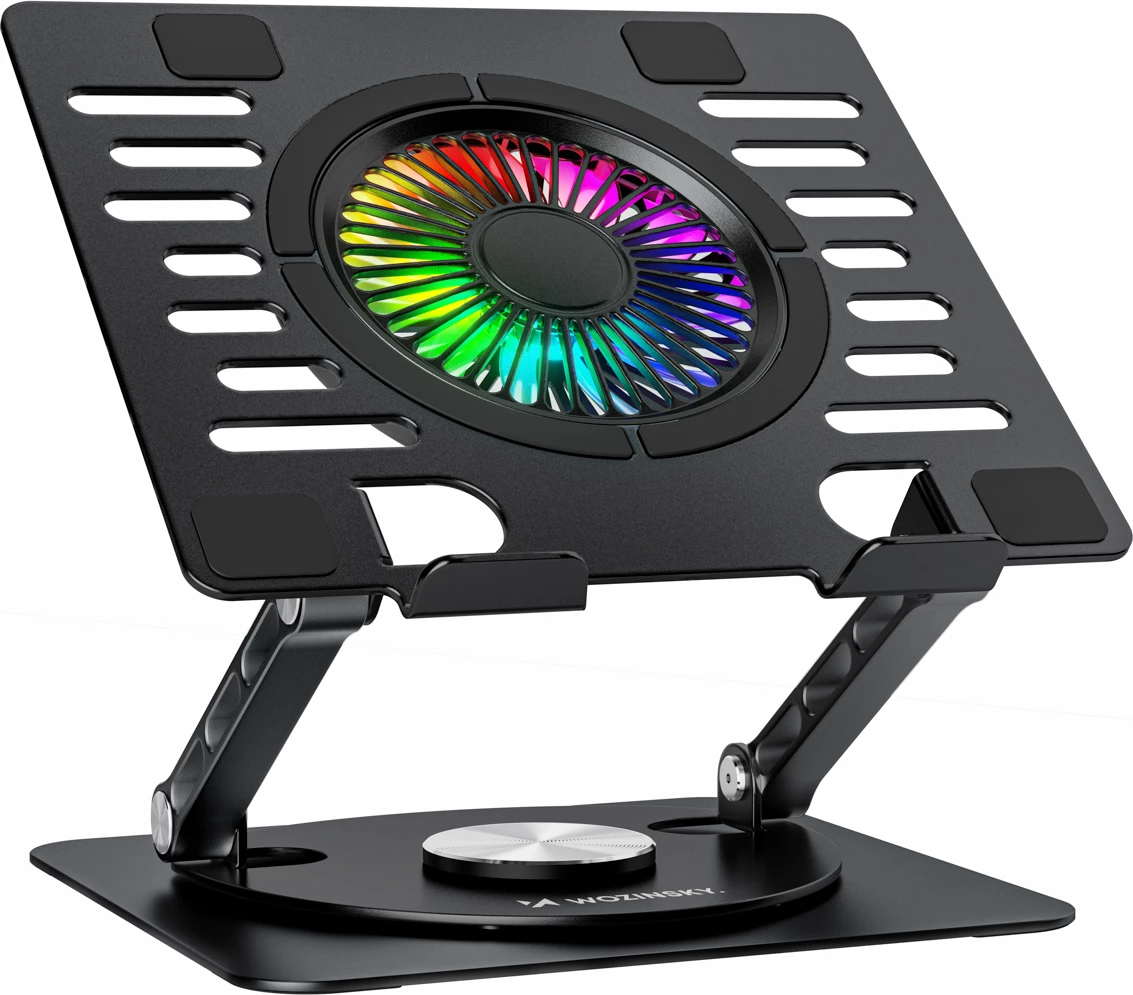 Stendë ftohëse për laptop/tablet Wozinsky CoolBase WDCX-X16-AS RGB 360°, 10\"-16\", 2x USB 2.0, e zezë