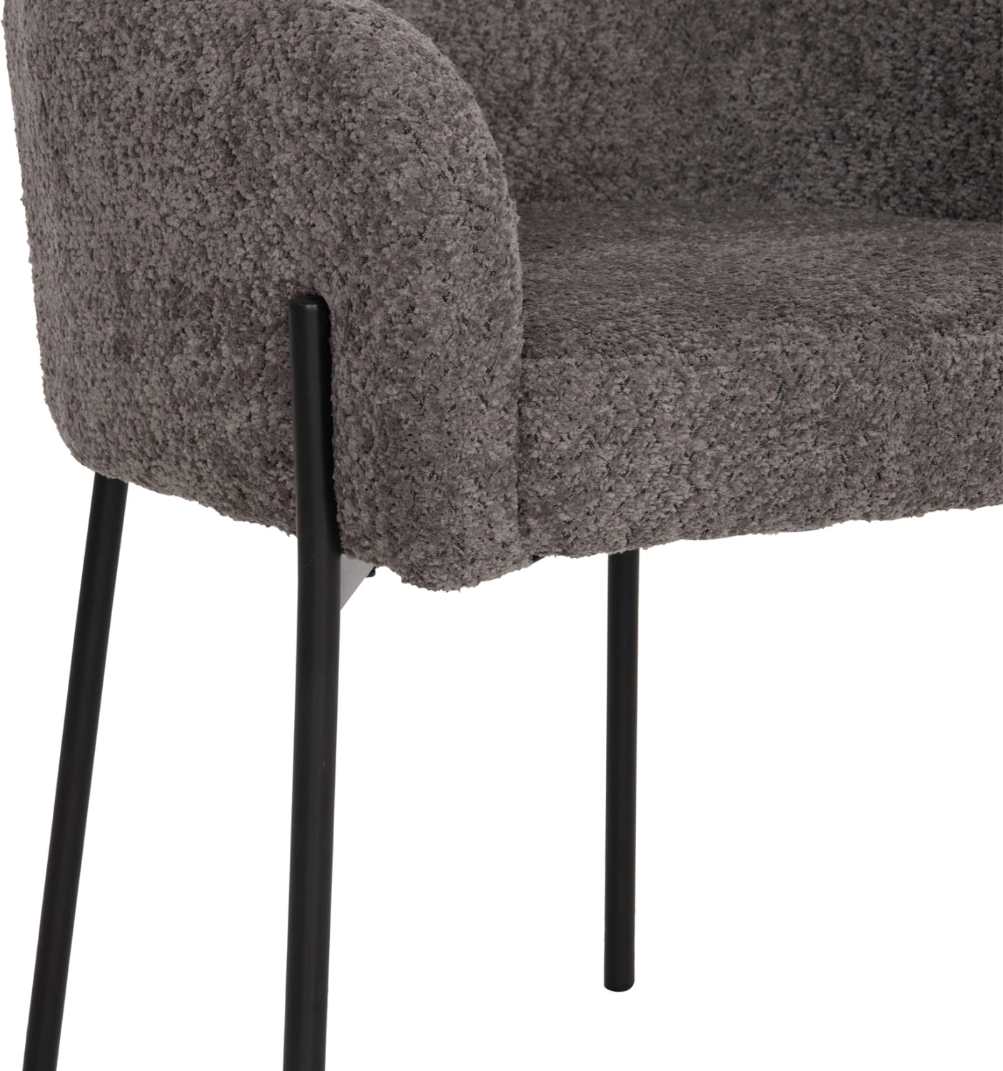 Karrige WOLF FH8583.01, stof boucle gri, këmbë metalike të zeza, 58x58x80H cm., set prej 2 copësh