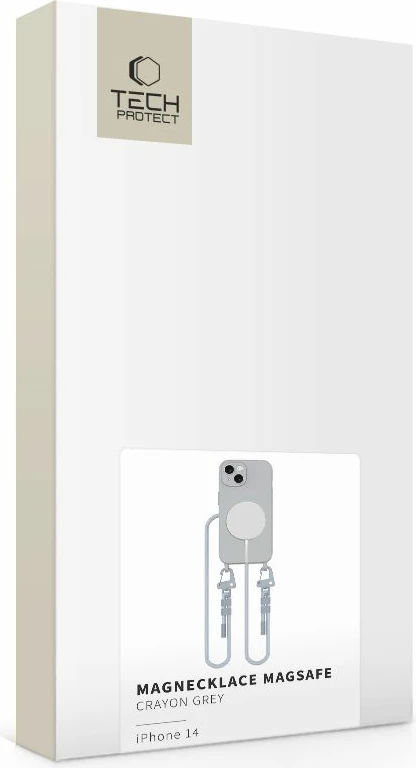Mbështjellës Tech-Protect Magnecklace për iPhone 13/13 Pro, MagSafe, Gri me litar