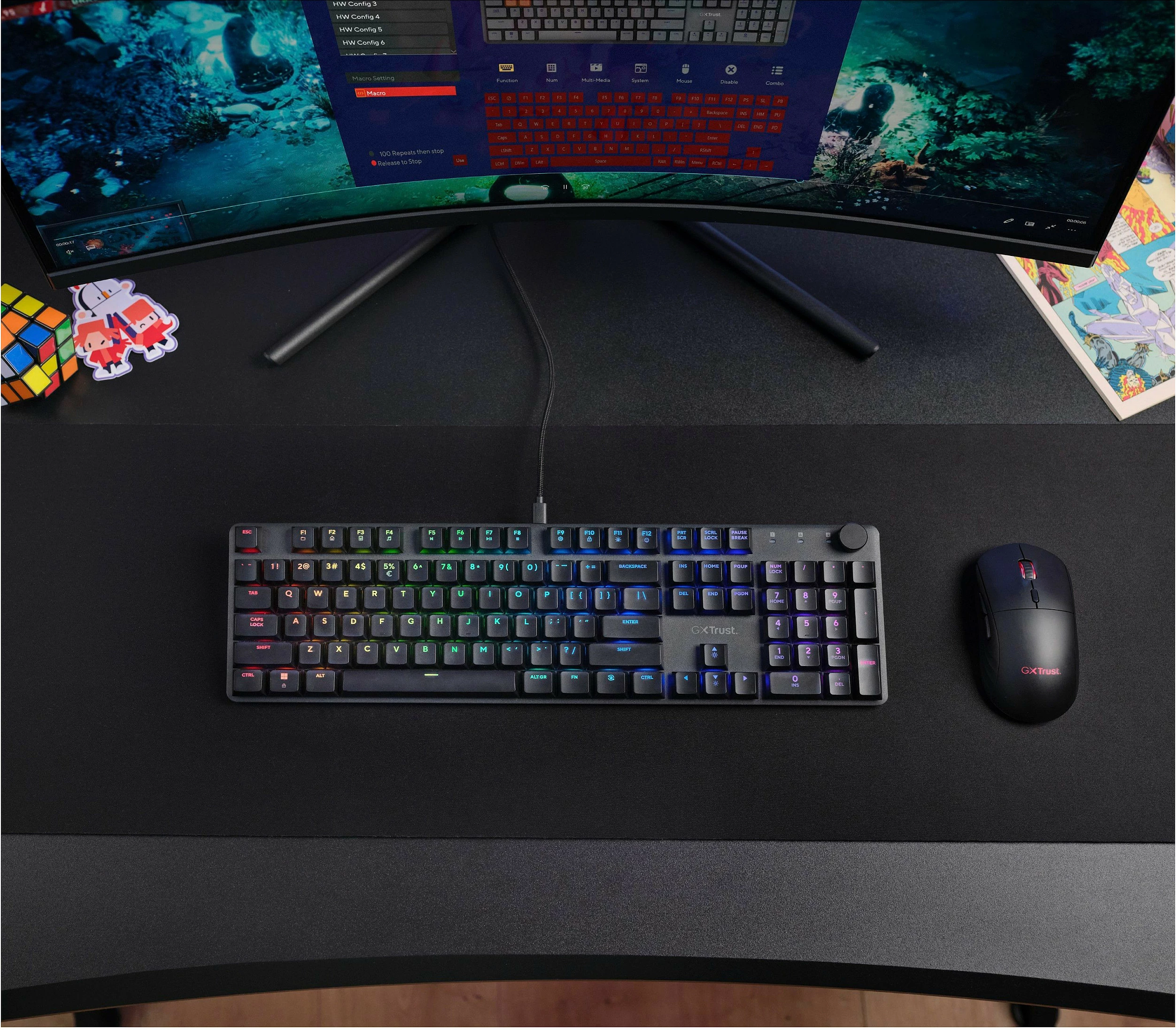 Tastierë mekanike gaming Trust GXT 866 Torix, USB, QWERTZ, RGB LED, full-size, e zezë