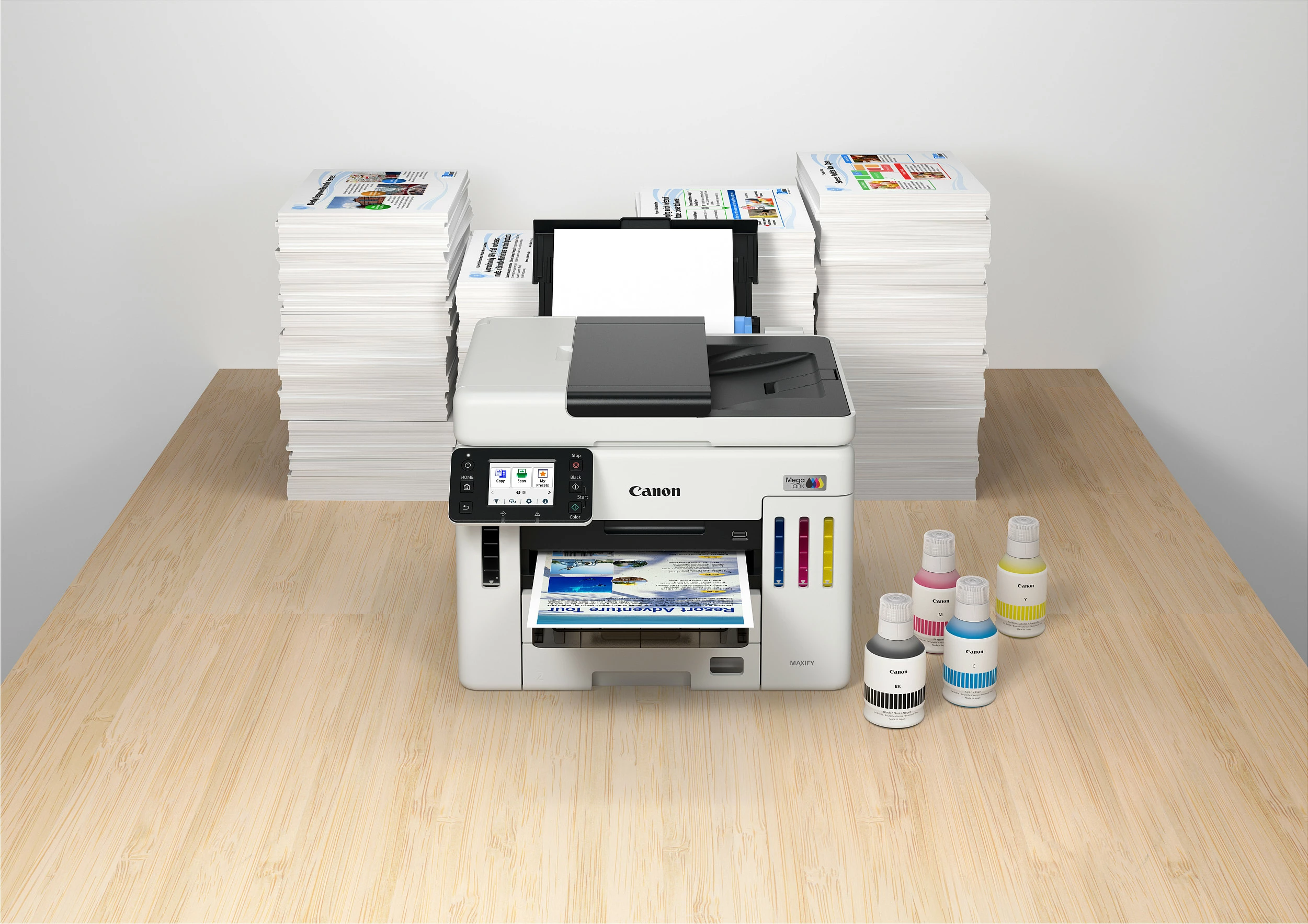 Printer multifunksional Canon MAXIFY GX7150, Inkjet MegaTank, A4, duplex, ADF 50 fletë, Ethernet, bardhë/zi