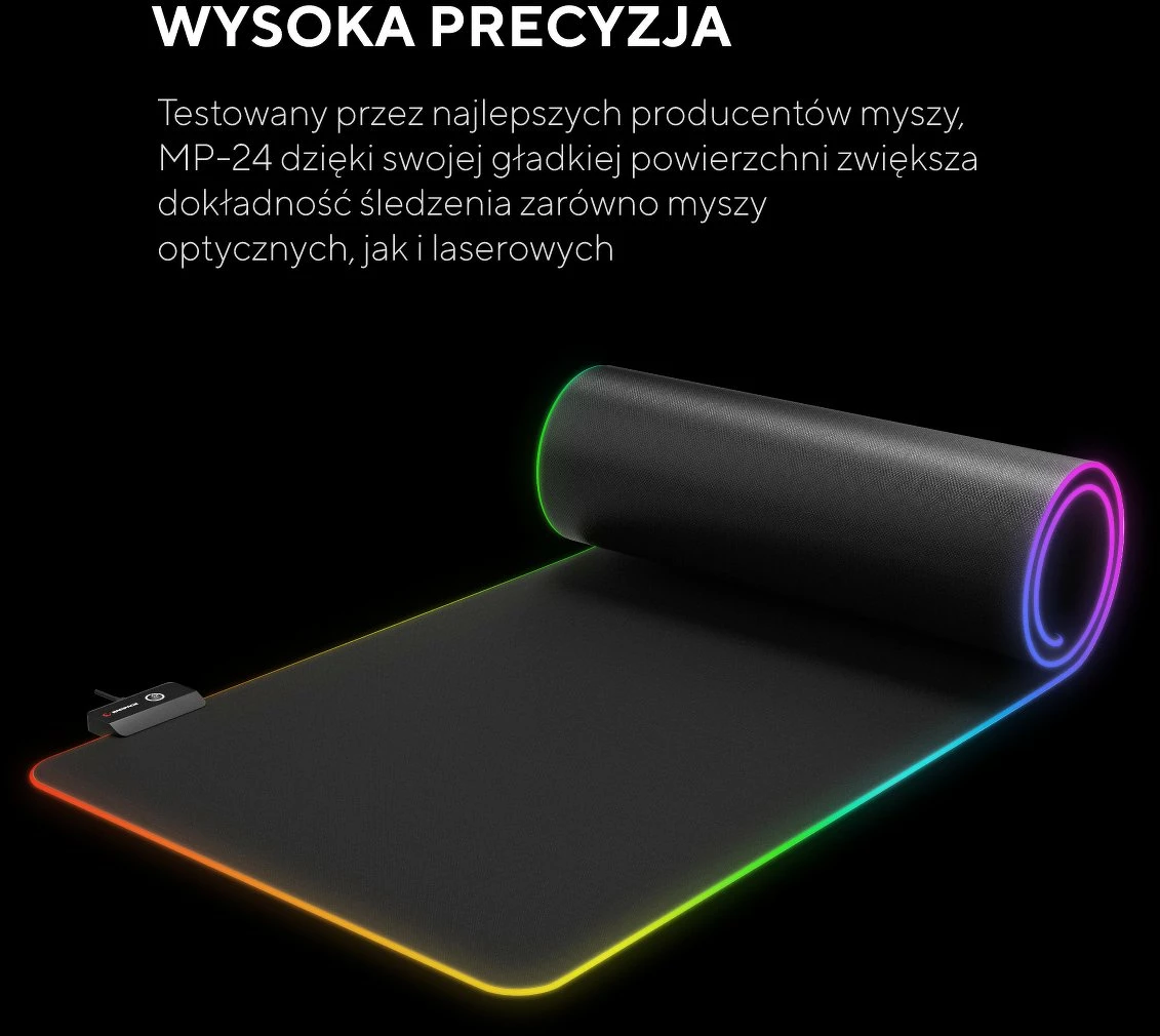 Mauspad gaming Rampage MP-24 RGB 30x80cm RGB 3mm e zezë