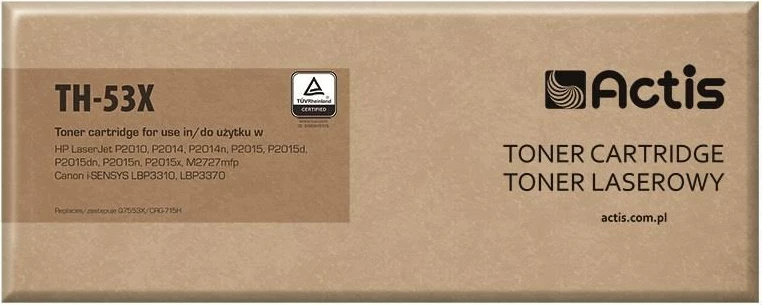 Toner Actis TH-53X, zëvendësim për HP 53X Q7553X, Canon CRG-715H, i zi