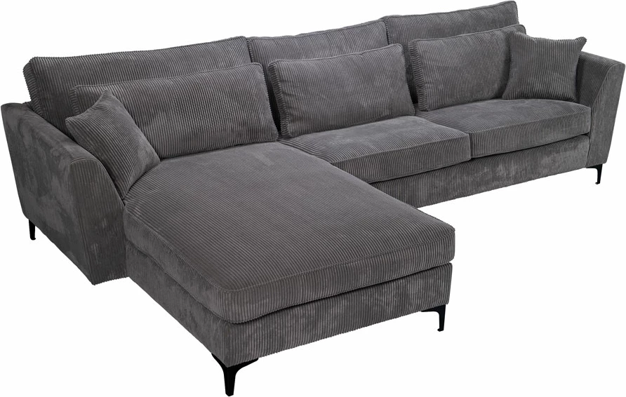 Kënd divani FOREVER, kënd majtas, kadife gri, 316x185x92