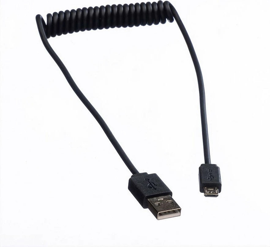 Kabllo USB ROLINE USB 2.0 A në Micro-USB B, 1 m, spirale, e zezë