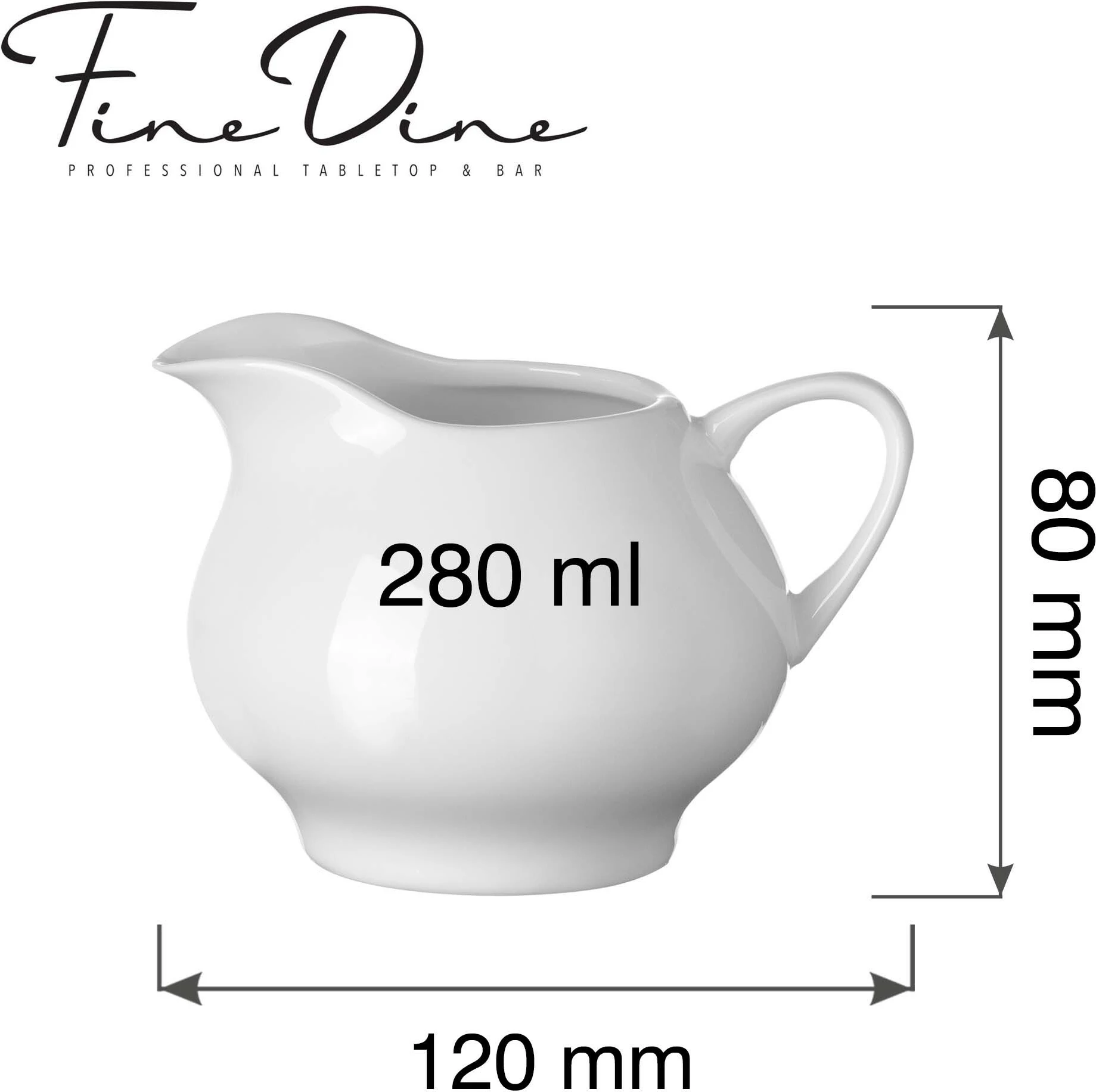 Sosierë Fine Dine Pure Bianco 280 ml, e bardhë, set 6 copë