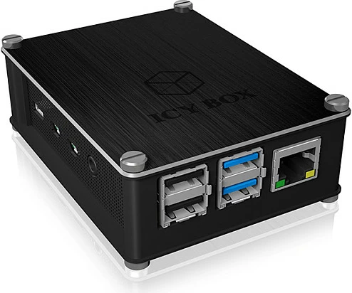 Kasë ICY BOX IB-RP110 për Raspberry Pi 4 Model B, alumin/plastik, e zezë