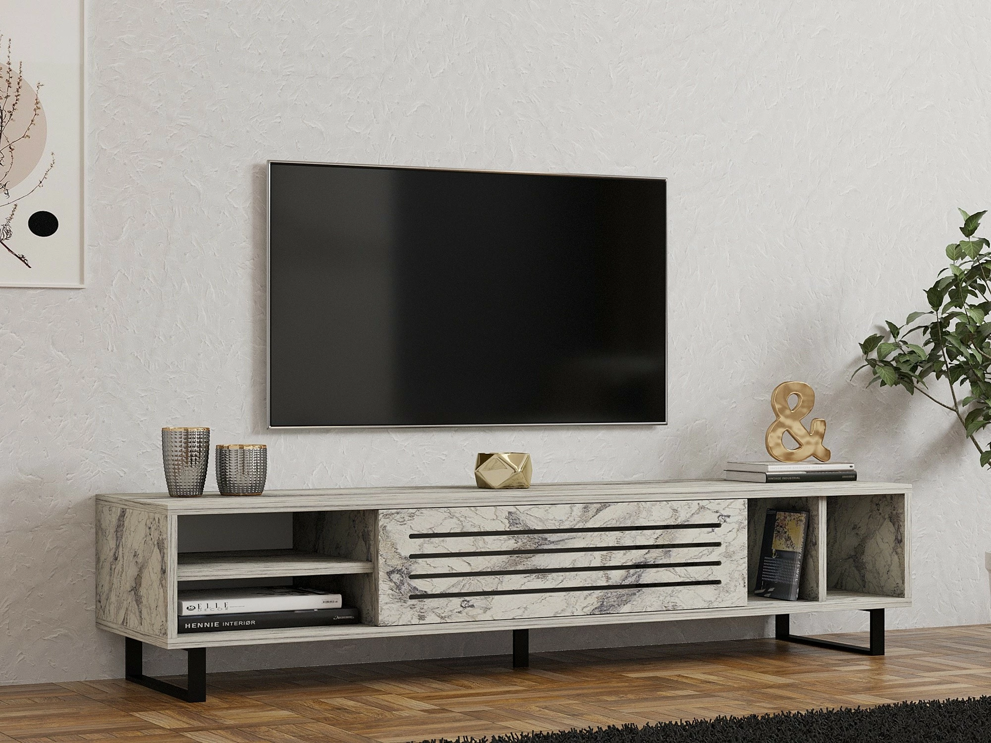 Komodë për TV, ngjyrë mermeri Freesia, Skye Decor
