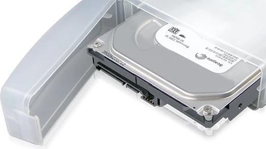 Kasë mbrojtëse për hard disk 3.5\" SATA, ICYBOX IB-AC602a, plastikë transparente, e bardhë, 1 copë