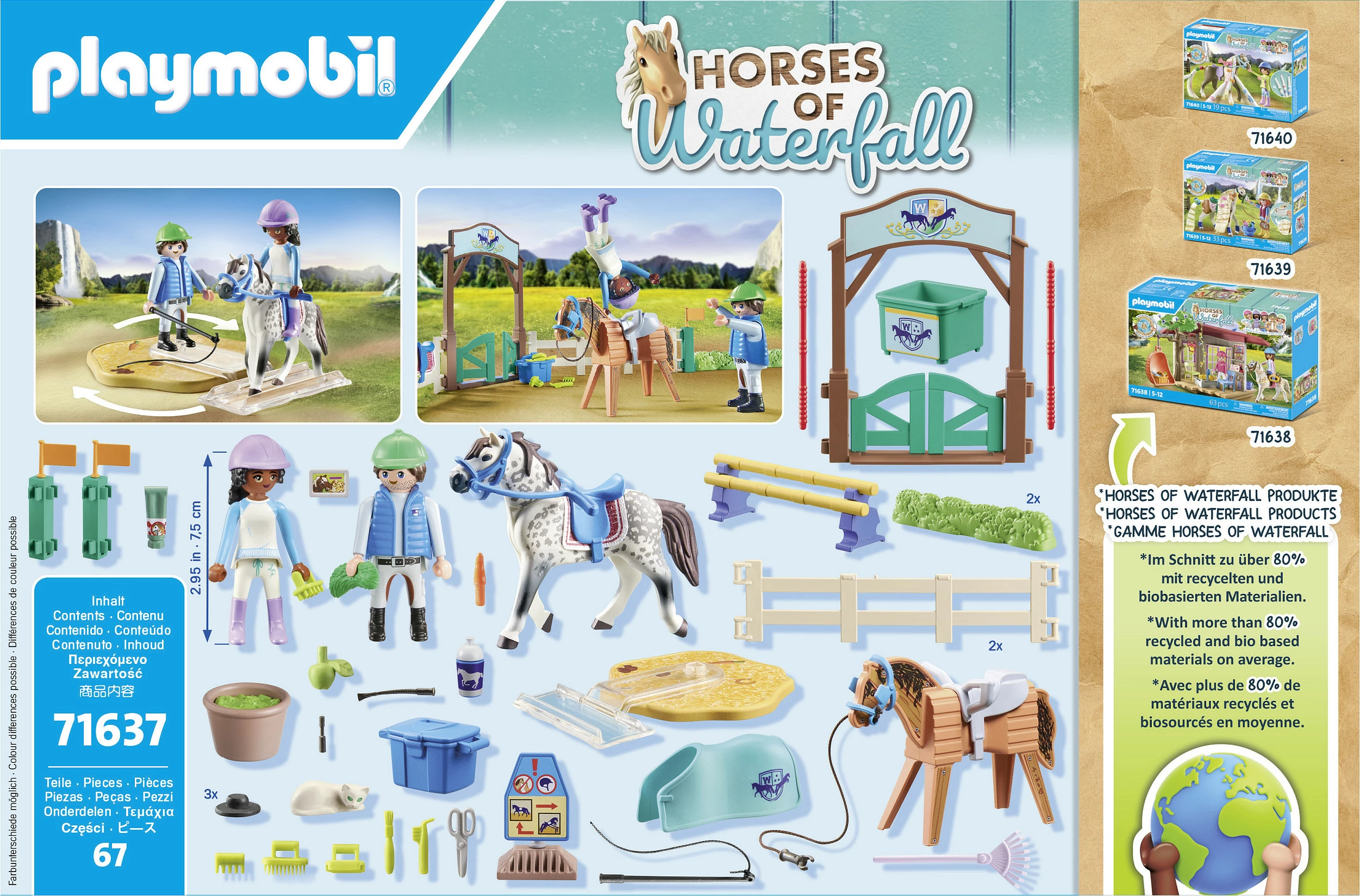 Set lodrash Playmobil Horses of Waterfall 71637, shkollë kalërimi, 67 pjesë, shumëngjyrëshe