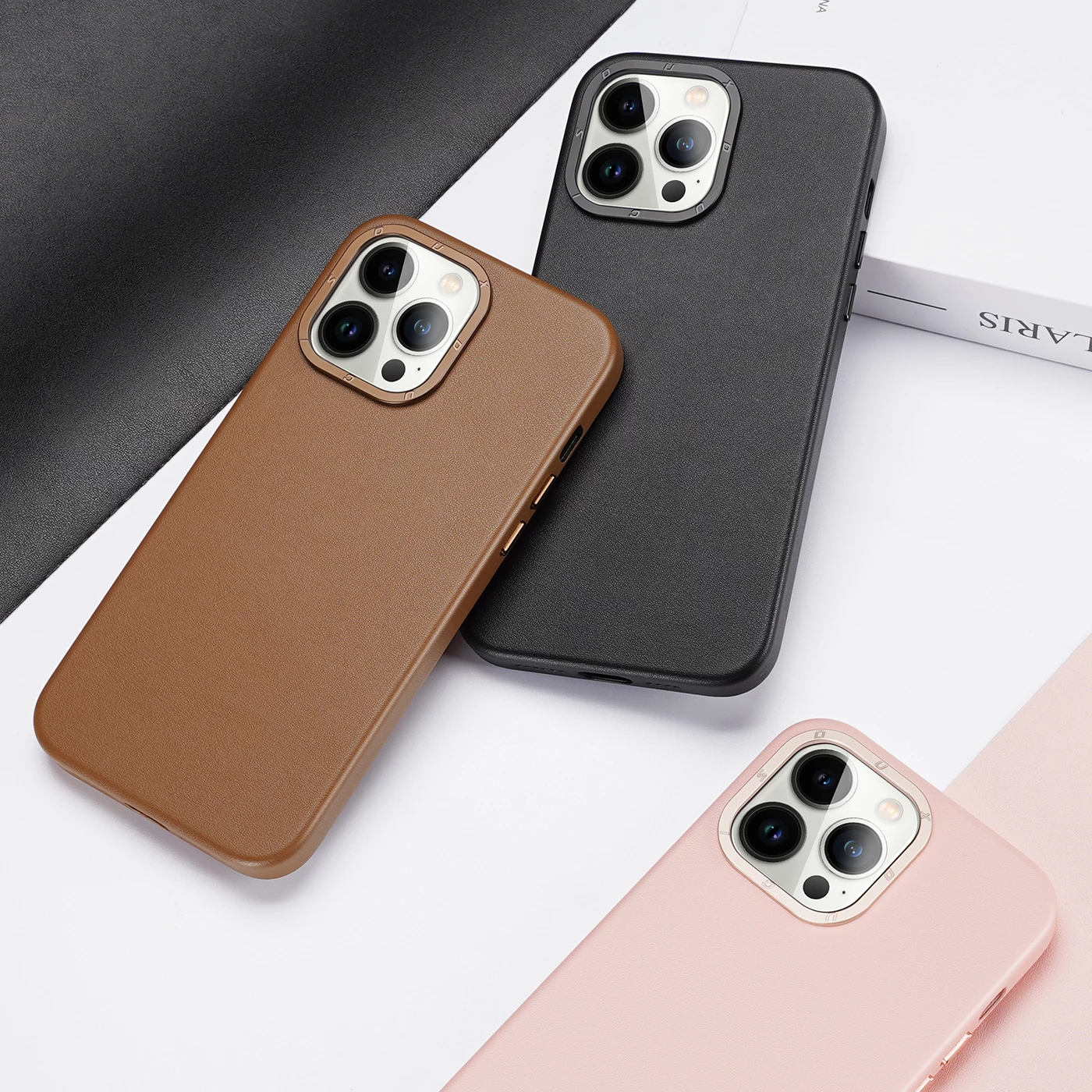 Mbështjellës Dux Ducis Grit për iPhone 14 Pro Max, eco leather, MagSafe, Kafe