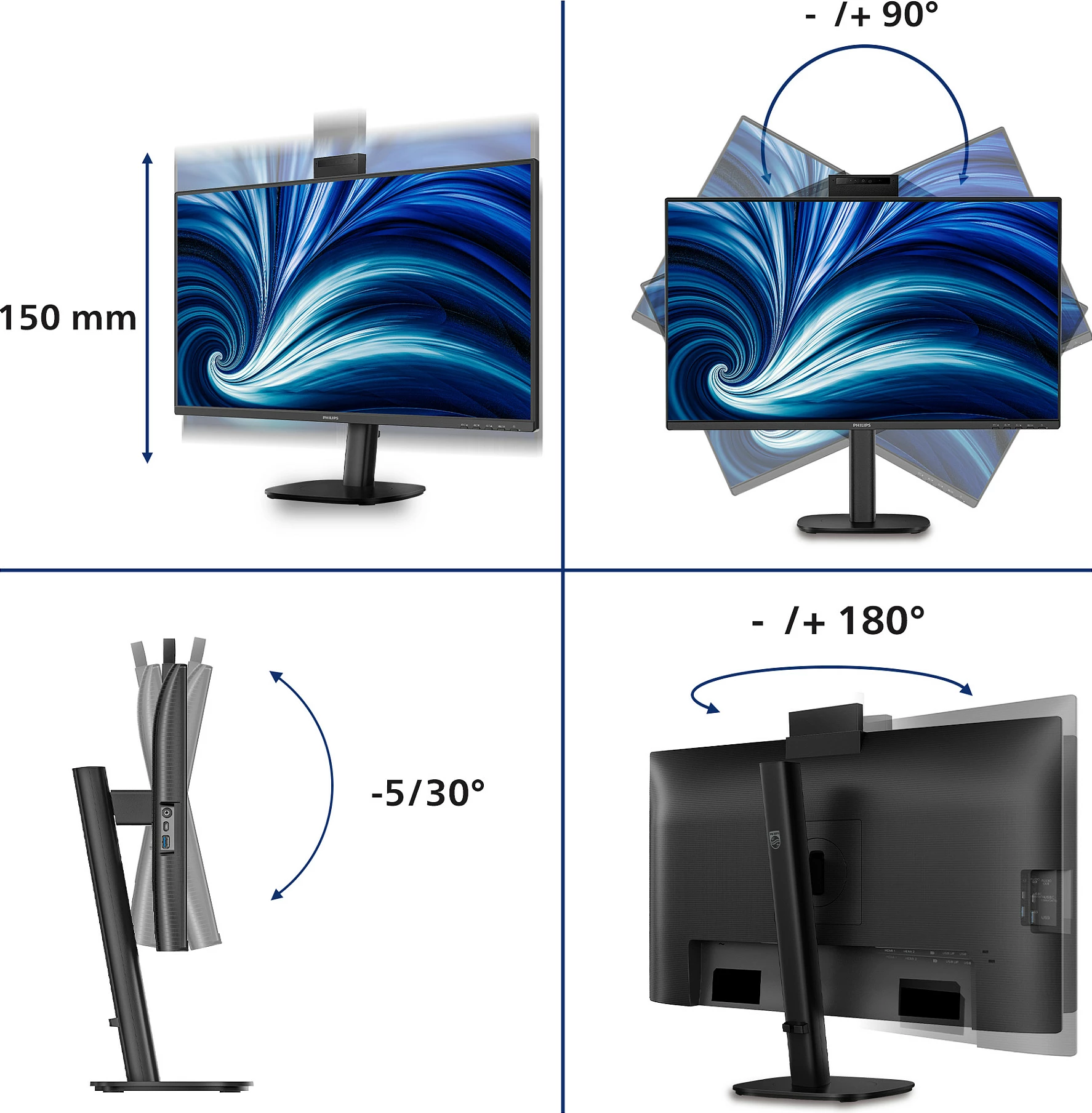 Monitor Philips 27B2N3500JH, 27", QHD 2560x1440, IPS, 120Hz, 2x HDMI, DP, USB-C