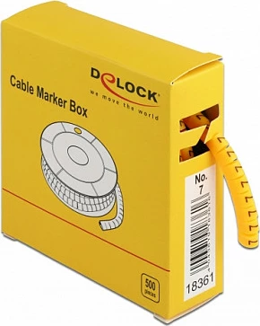 Marker kabllosh DeLOCK Cable Marker Box No. 7, 500 copë, për kabllo 4–5 mm, e verdhë