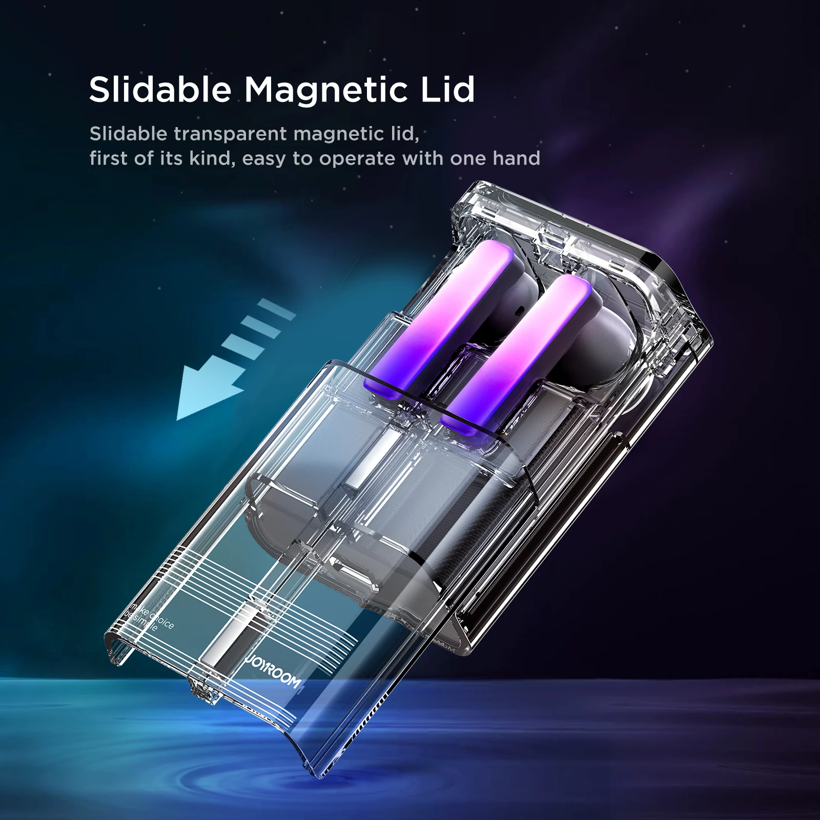 Kufje wireless TWS Joyroom JR-TC1 IceLens Series, Bluetooth 5.3, me ndriçim LED, të bardha