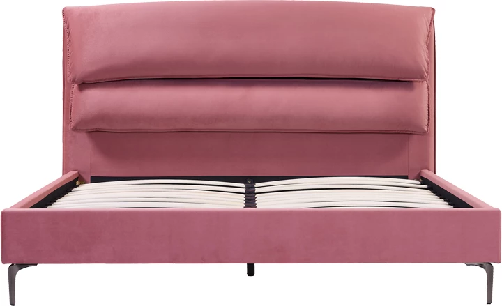 Krevat dopio Aryna kadife ngjyrë rozë 160x200cm