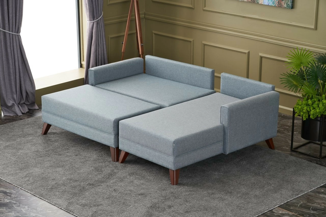 Kënd-sofë krevati Bella Soft Mini, kënd i djathtë, ngjyrë kaltër