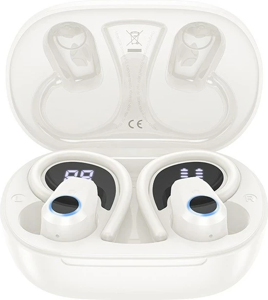 Kufje wireless HOCO EQ8 Pure Joy, in-ear, Bluetooth 5.3, me kuti karikimi, e bardhë