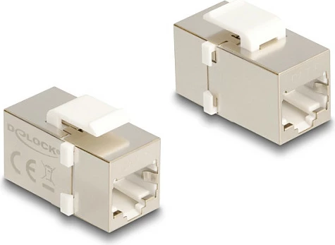Modul keystone RJ45 DeLOCK, lidhës femër-femër, Cat6 FTP, argjendtë/bardhë