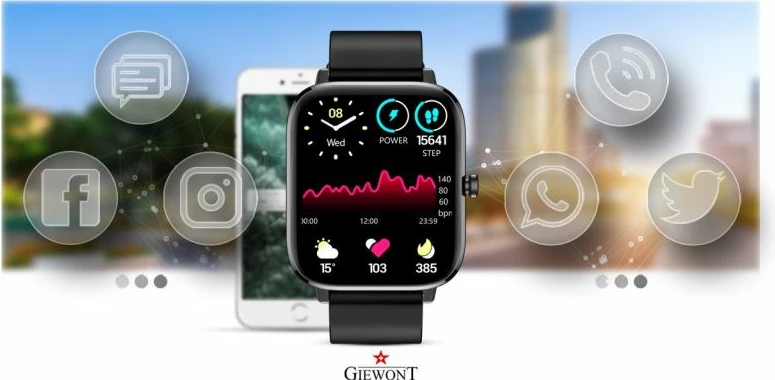 Smartwatch Giewont për femra, i zi