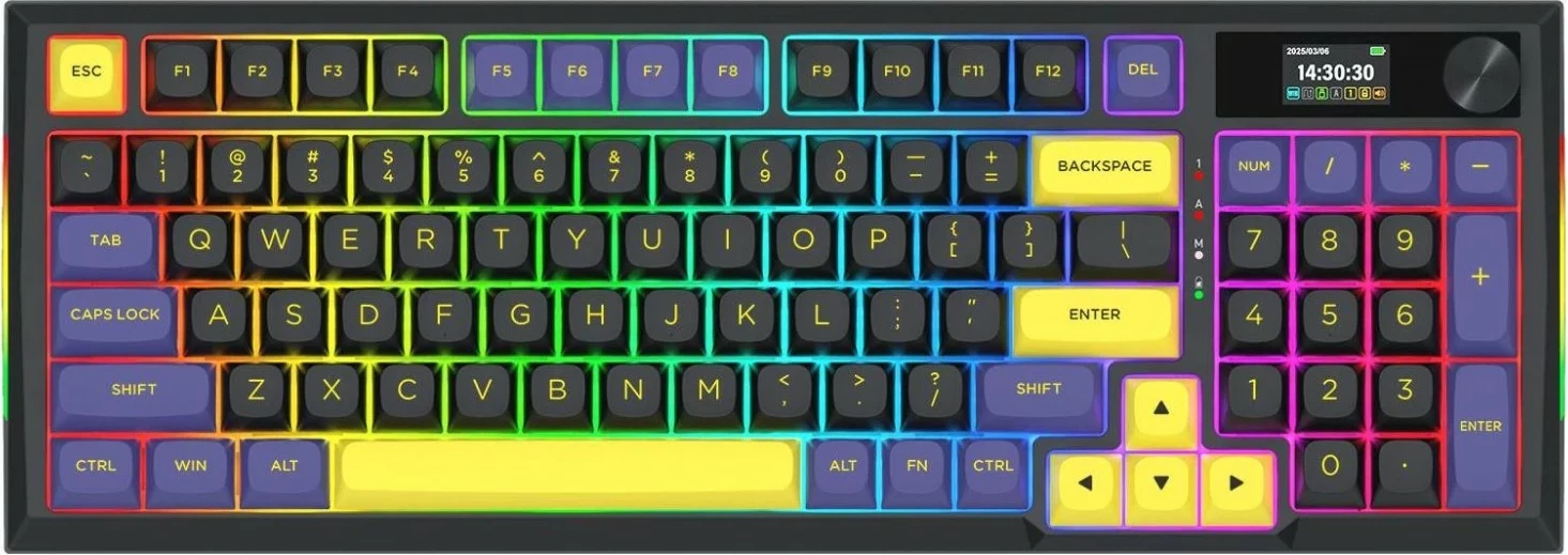 Tastierë gaming Redragon Glintstone K725LBY-RGB-PRO, mekanike 96%, wireless/wired, RGB, e zezë