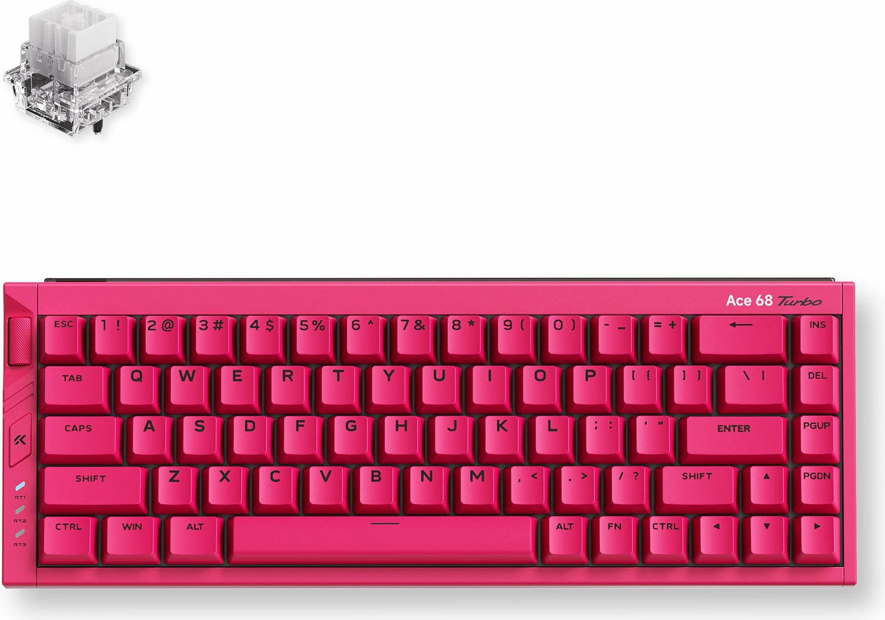Tastierë gaming MCHOSE Ace 68 Turbo (HW-Ace68Turbo-8), 65% (68 taste), Hall Effect magnetike, USB e lidhur, RGB, pink