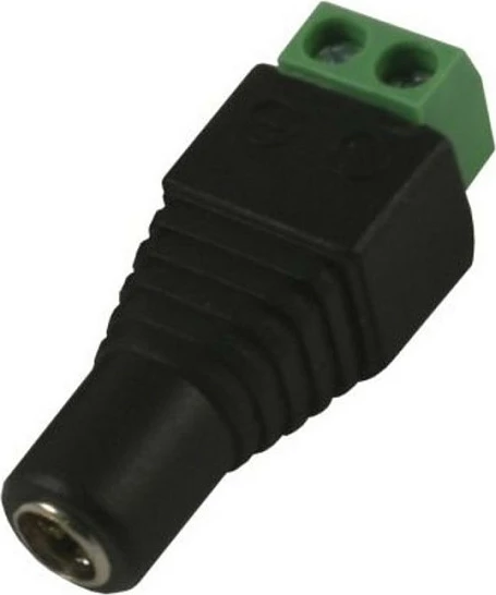 Adapter konektor DC Synergy21 S21-LED-000220, DC 2.1 x 4 mm, terminal me vida, zi/jeshil