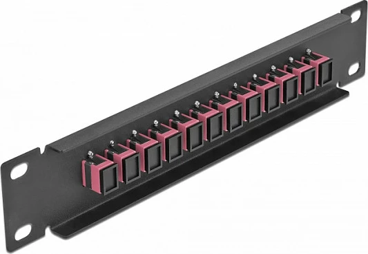 Patch panel fiber optik DeLOCK 10", 12x SC Simplex, 1U, multimode, zi/vjollcë