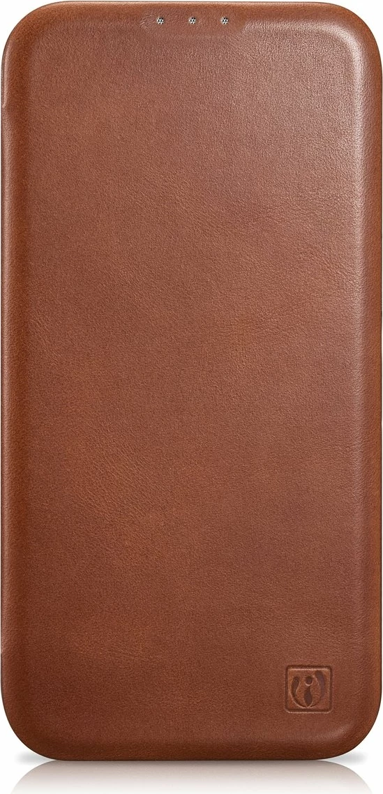Mbështjellës iCarer Oil Wax Premium Leather Folio për iPhone 14 Plus, MagSafe, kafe