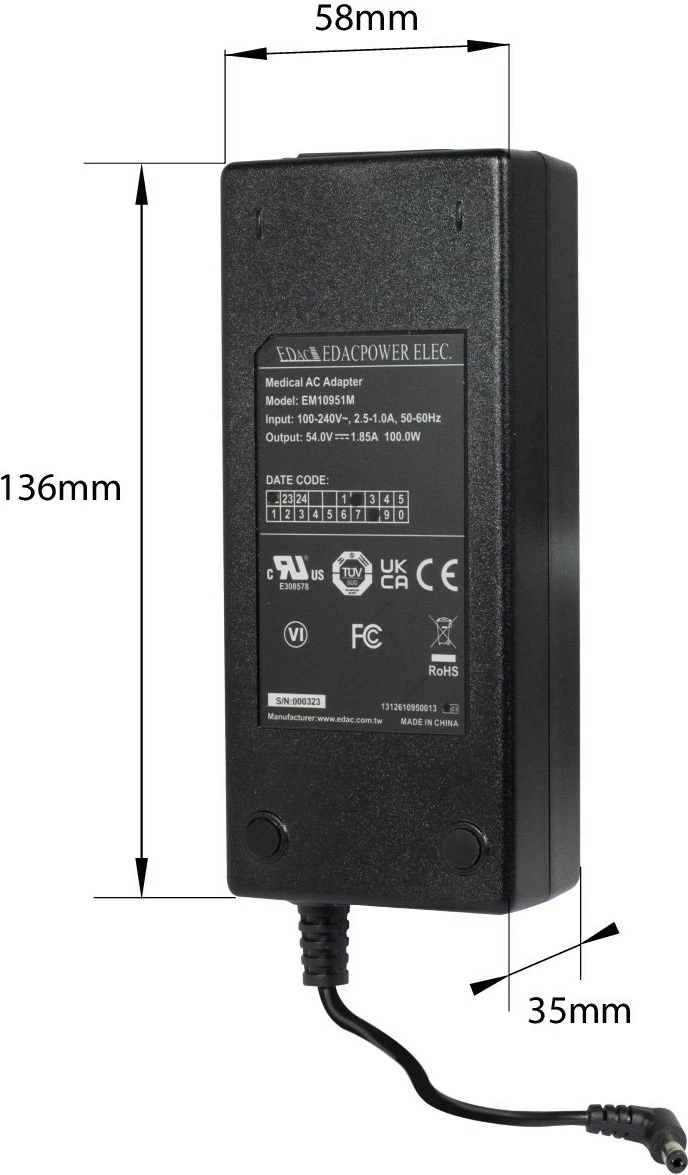 Adapter ALLNET Ersatznetzteil 54V 1,85A, 5,5mm x 2,1mm