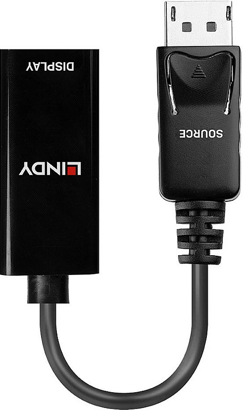 Adapter Lindy DisplayPort 1.2 në HDMI 1.4, 0.15 m, 4K@30Hz, i zi