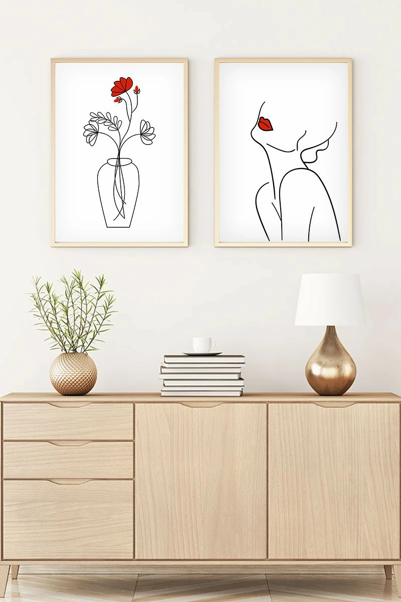 Piktura dekorative me kornizë, MDF, 2 copë, Wallity, Huhu188, 70x50cm