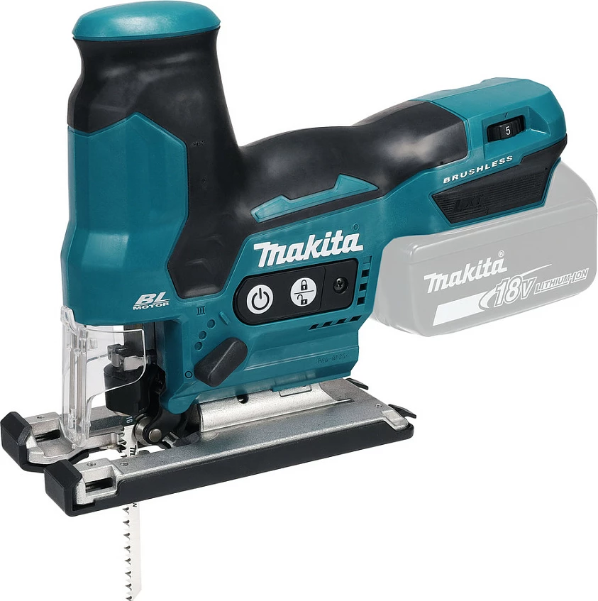 Sharrë gërshetuese me bateri Makita DJV185ZJ, 18V LXT, brushless, turkez/zezë