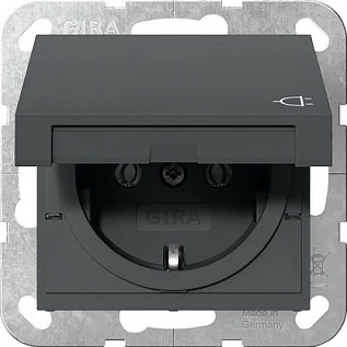 Prizë muri GIRA 445428 Schuko System 55, kapak flip-top, antracit