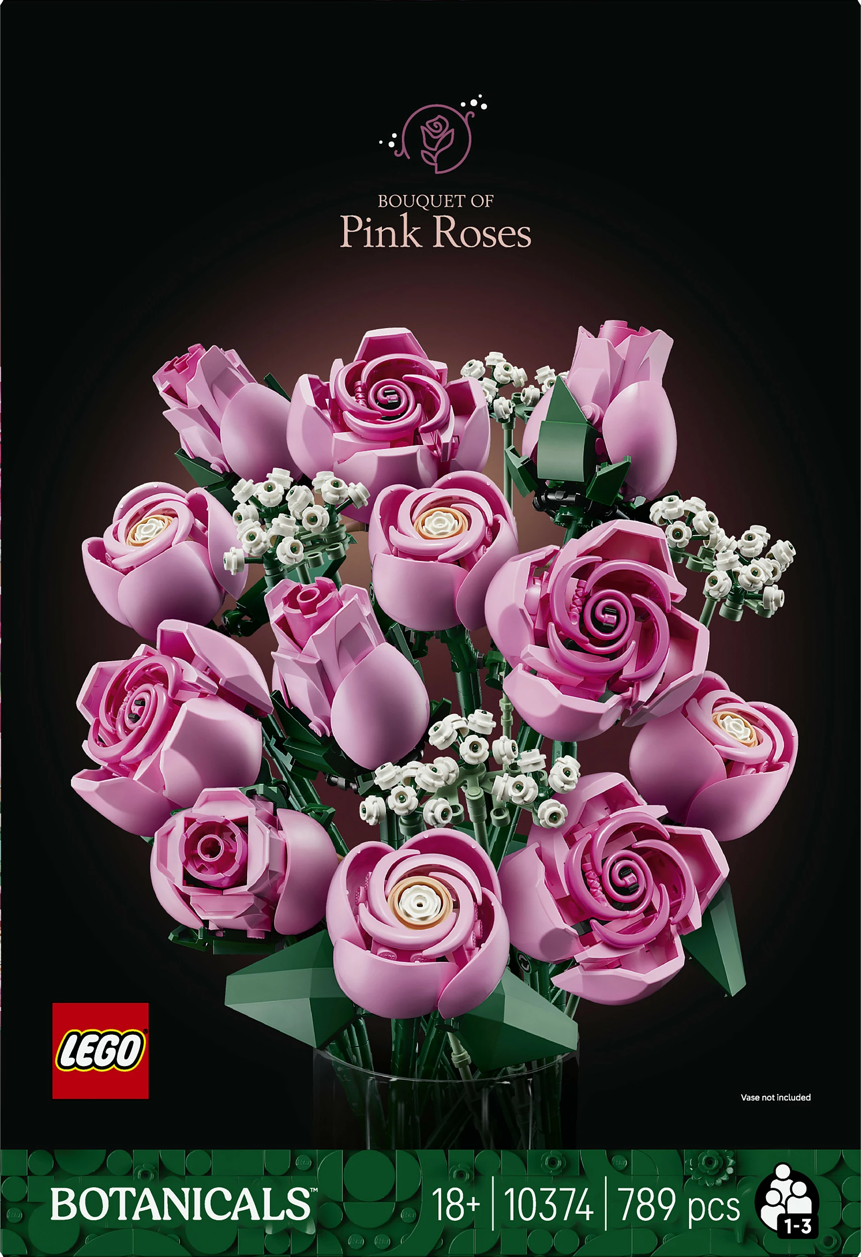 Set ndërtimi LEGO Botanicals 10374 Buqetë Trëndafilash Roze, 789 copë, 18+, multikolor