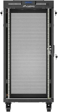 Kabinet rack LANBERG 19" 24U 600x800, qëndruese, dyer të perforuara, panel LCD, e zezë