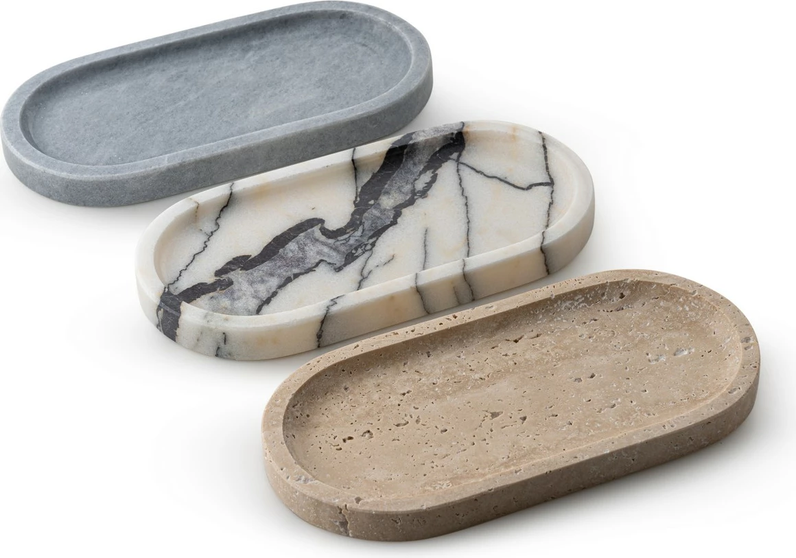 Set pjatash dekorative prej mermeri, 3 copë