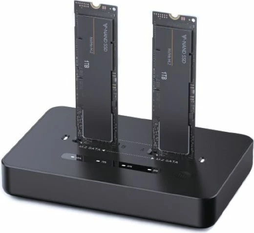 Dok stacion për SSD M.2 Gembird, dual, i zi